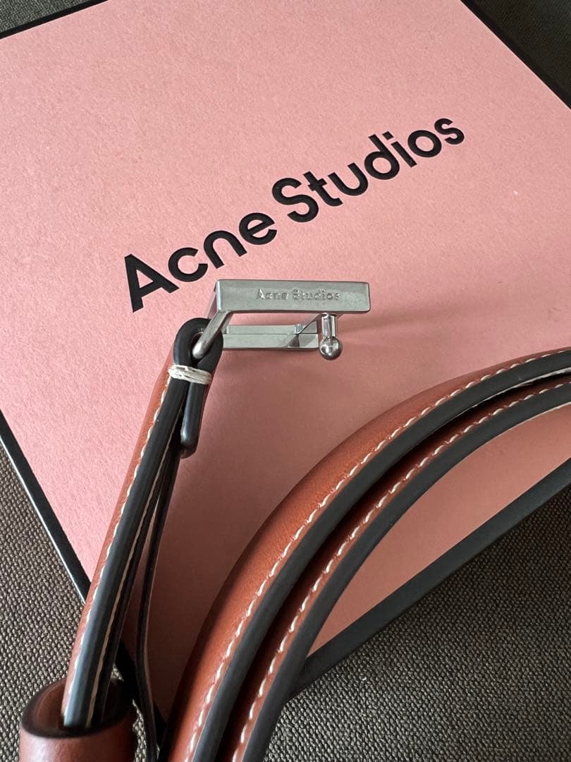 新品　Acne Studios レザーバックルベルト　ブラウン　L 2.5cm