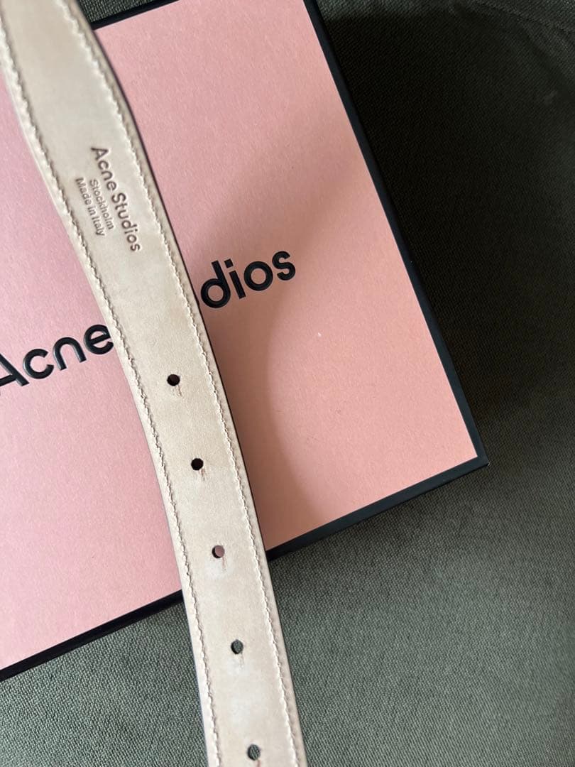 新品　Acne Studios レザーバックルベルト　ブラウン　L 2.5cm