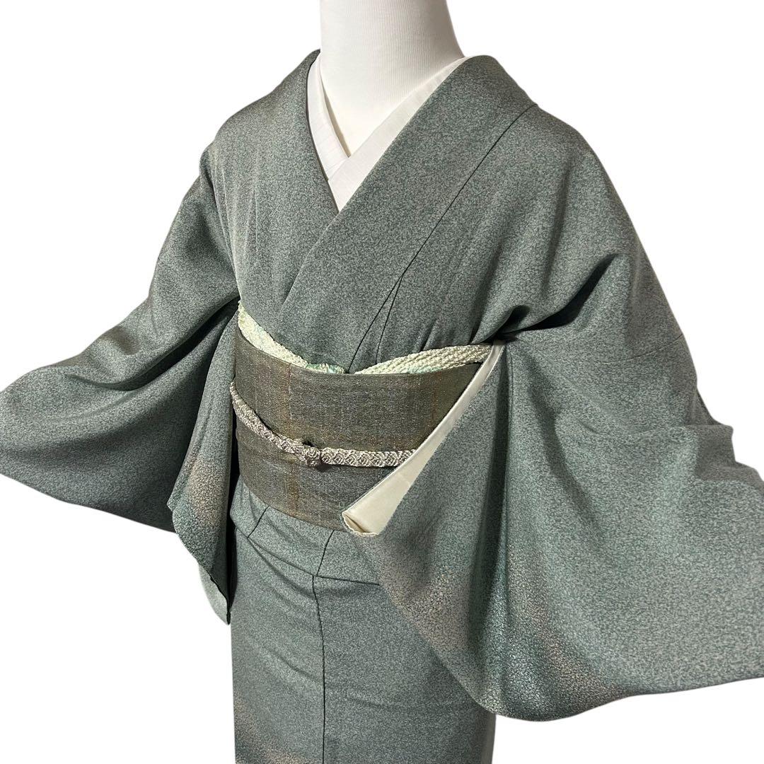 正絹 訪問着 たたき染め フルセット 西陣唐織プラチナ箔袋帯 美品