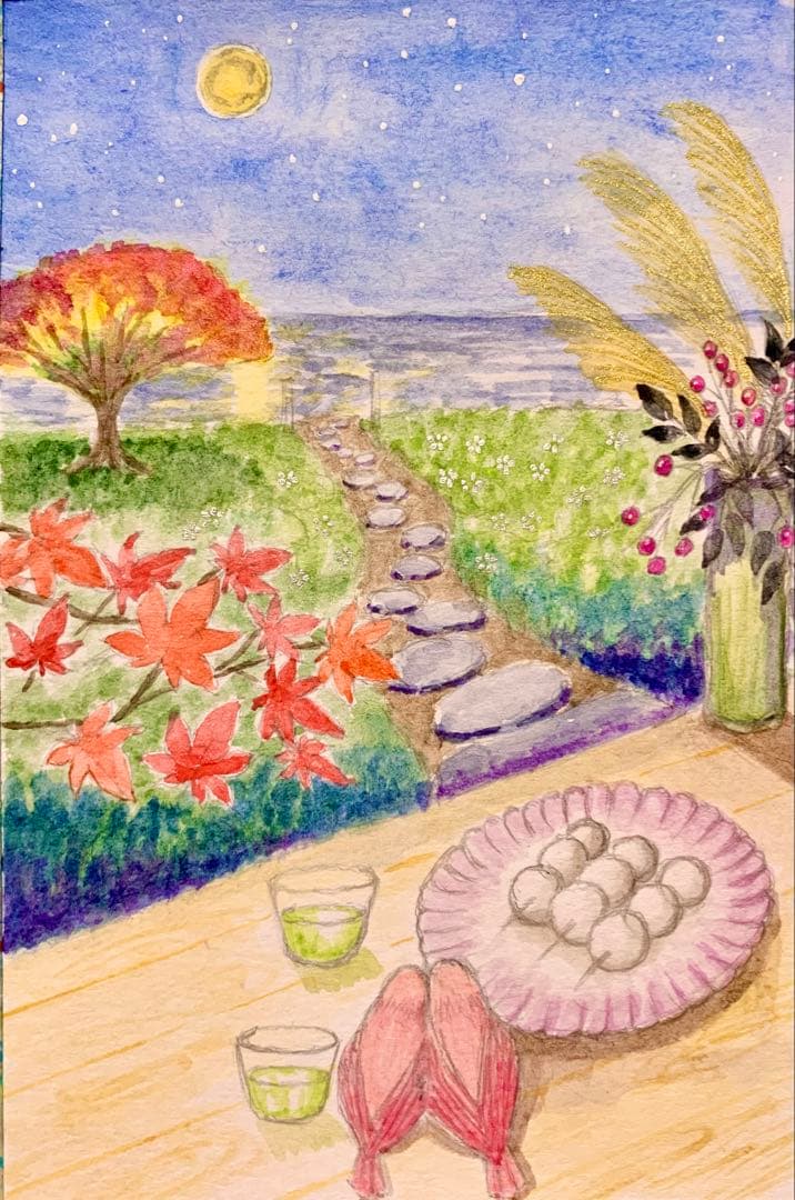 ♡たまみな♡水彩画 原画9枚レプリカ12枚鳥と花のアート作品