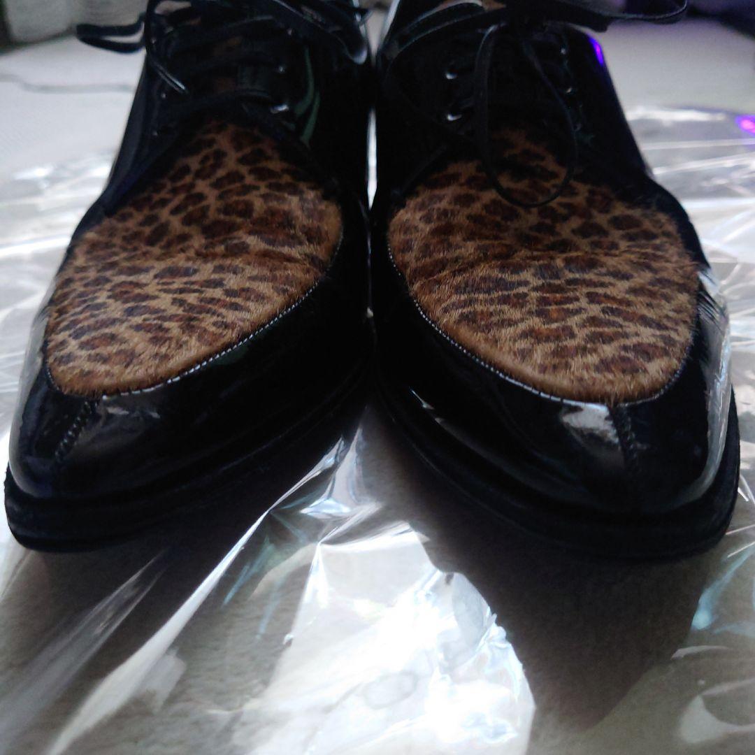 セリーヌ39（25.5）レオパードハラコポニーヘア切替パテントレザー