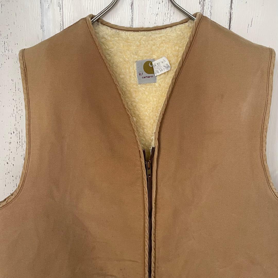 貴重】カーハート Carhartt ダックベスト ボア裏地 ブラウン XLT