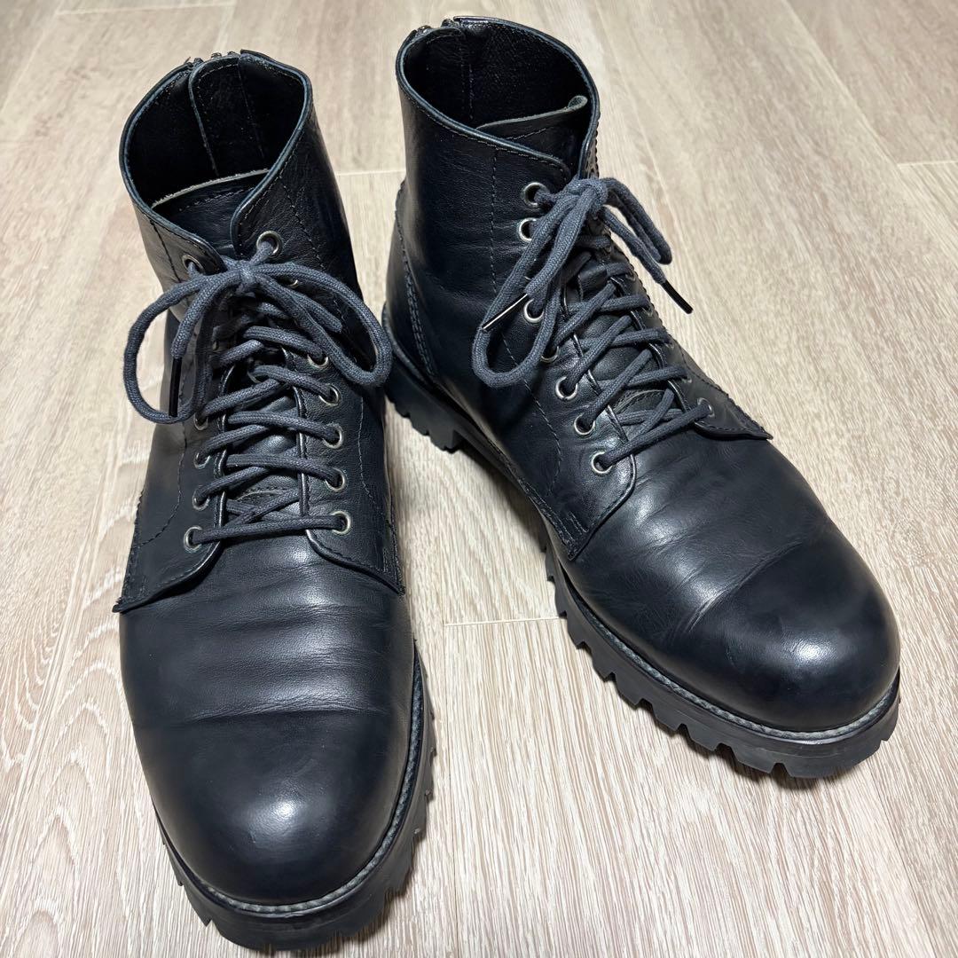PADRONE パドローネ バックジップ レースアップブーツ 41 ブラック PADRONE パドローネ / LACE UP BOOTS with BACK ZIP [ANTONIO] バック
