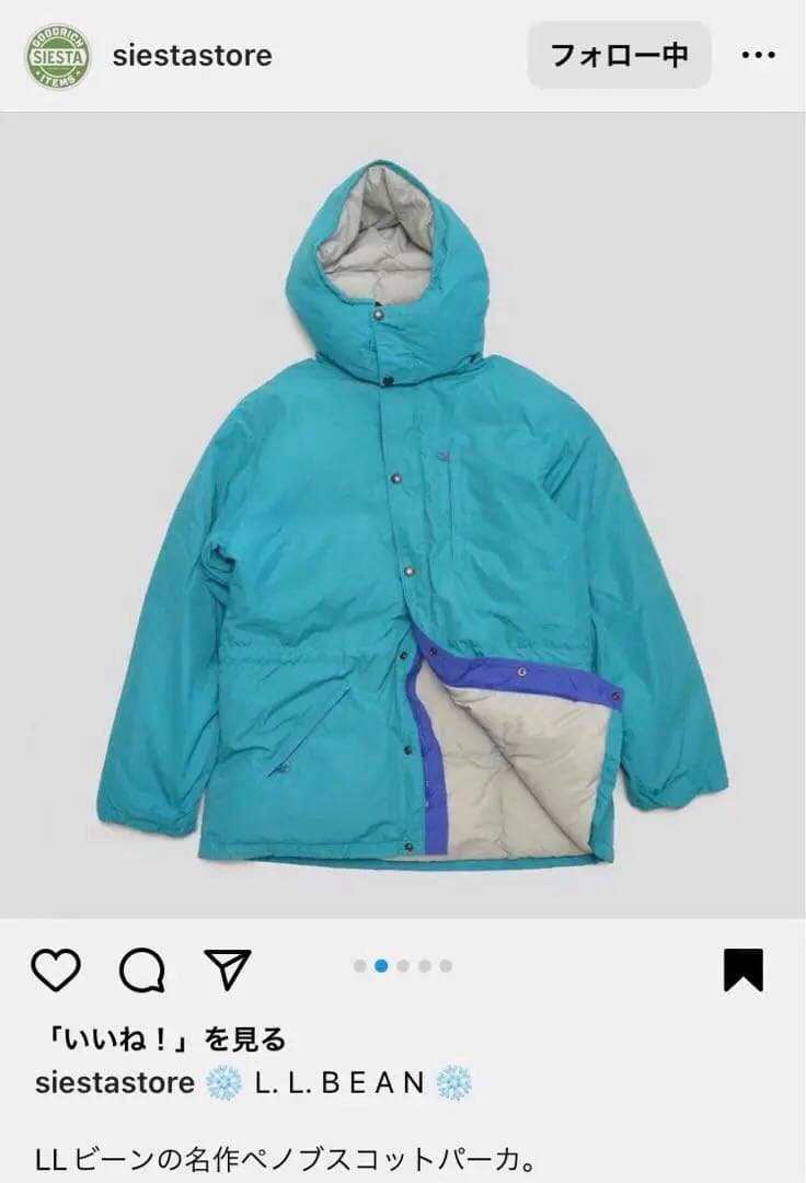 80s USA製 L.L.Bean ペノブスコットパーカー ダウン ジャケットM