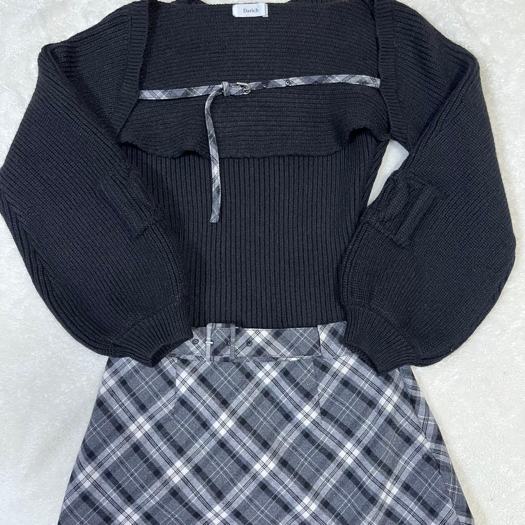 darich ドッキングミドルウエストニットミニワンピース BLK - メルカリ