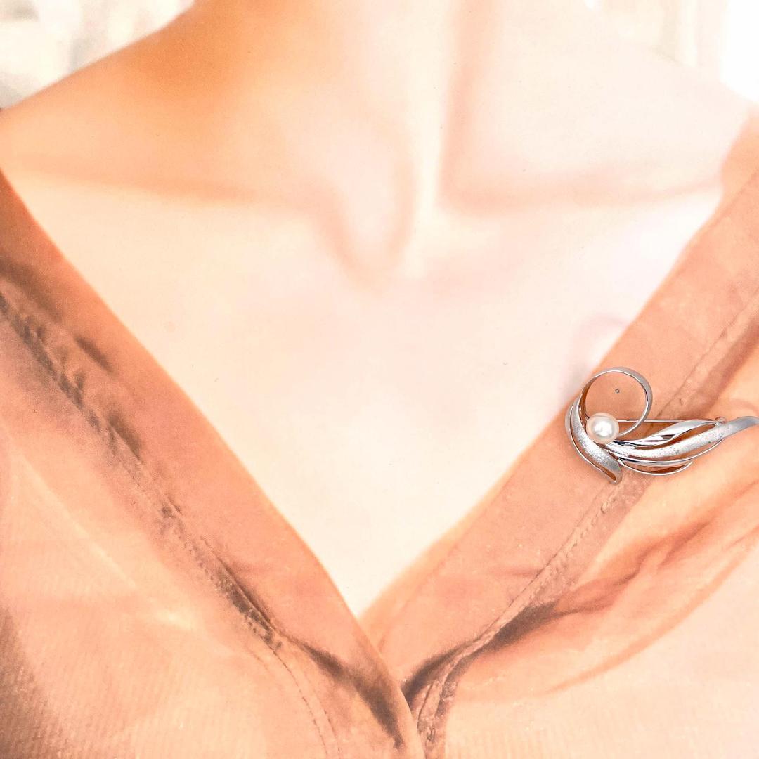 タサキ パール 8.0mm ブローチ セレモニー 卒業式 入学式 シルバー 箱