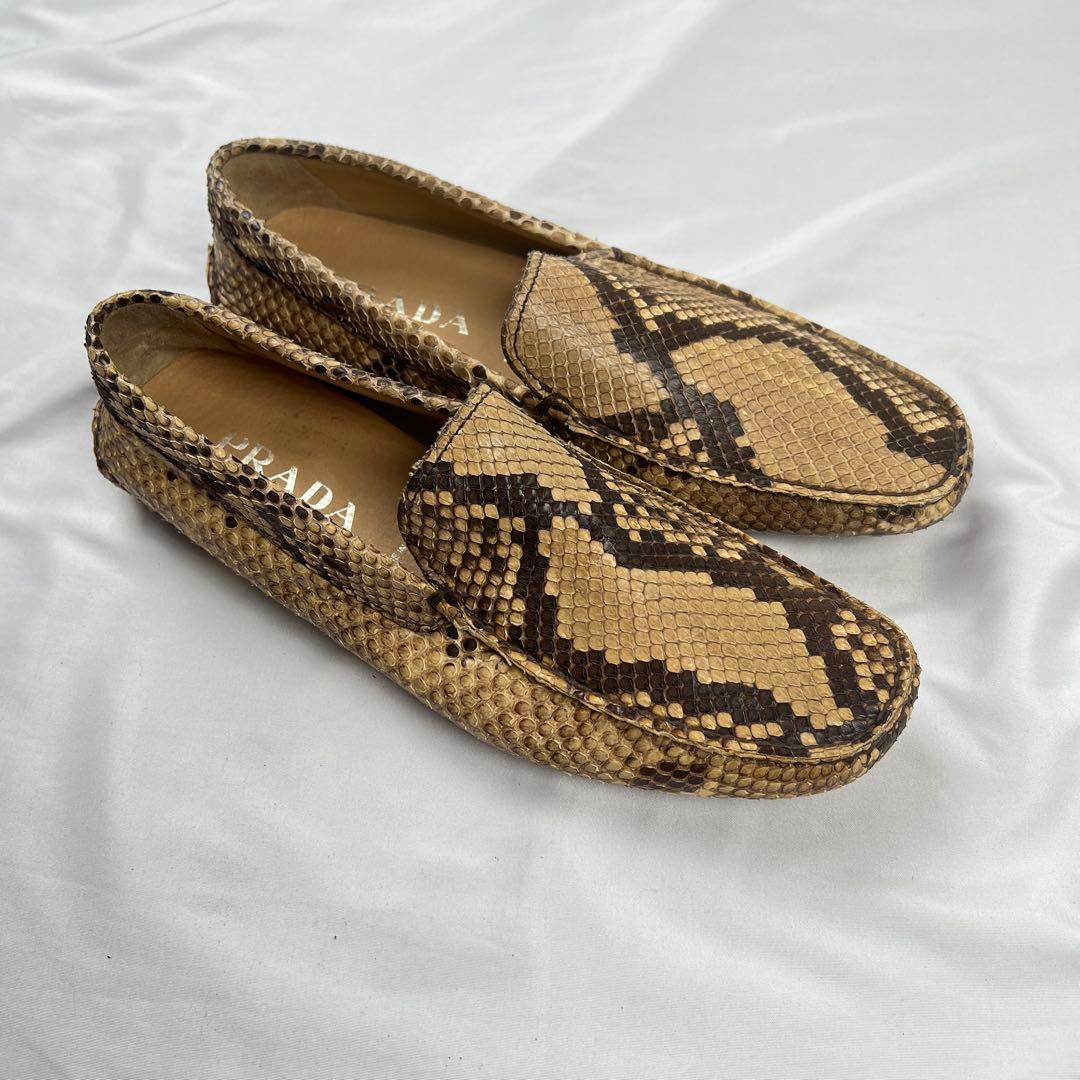 PRADA python driving shoes loafers - メルカリ