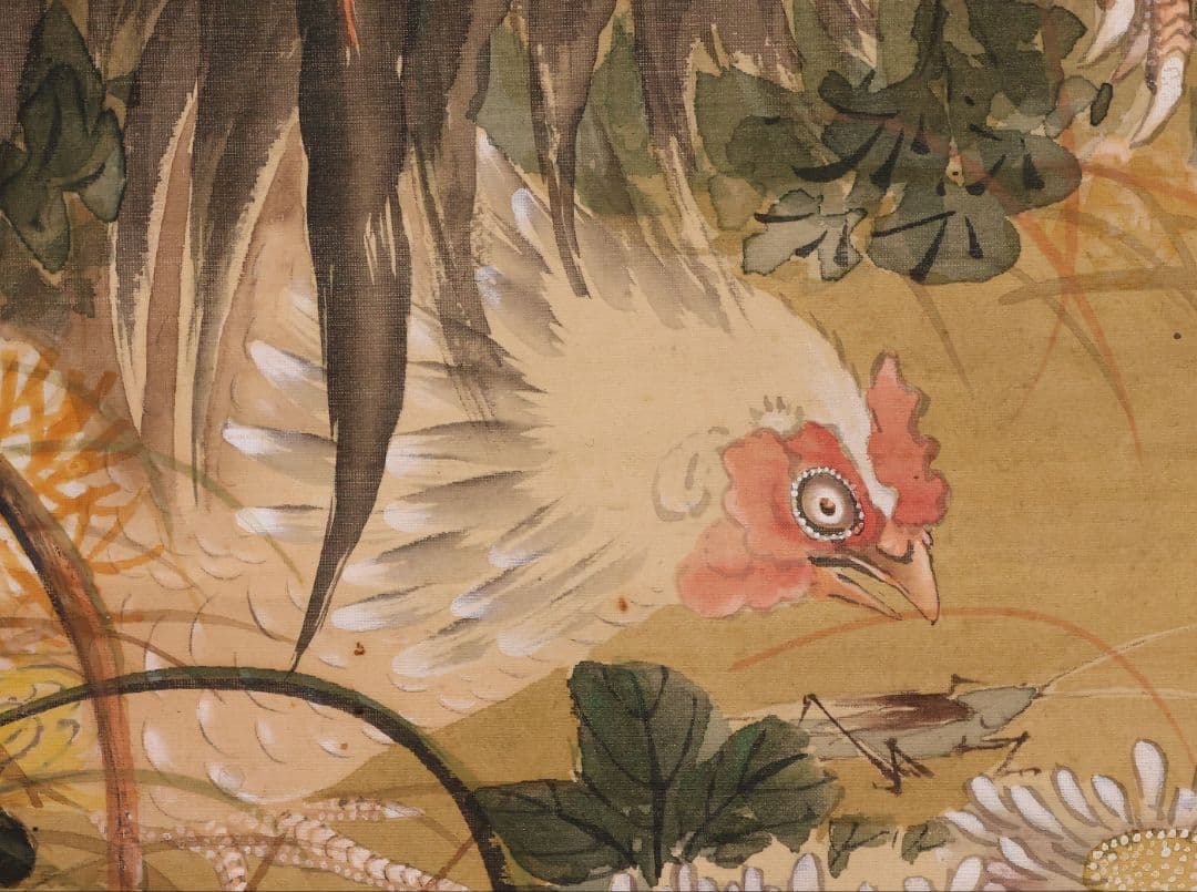 模写】日本画 荒木寛畝 鶏図 絹本 掛軸 花鳥 MB155 - メルカリ