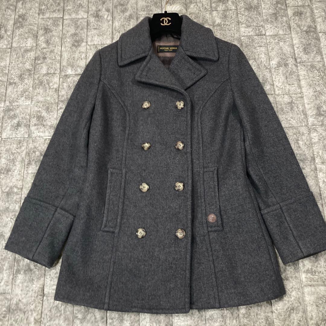 NU　HUNTING WORLD ウールコート　ロゴレザー　イタリア製 NU様専用 HUNTING WORLD ウールコート ロゴレザー イタリア製 - メルカリ
