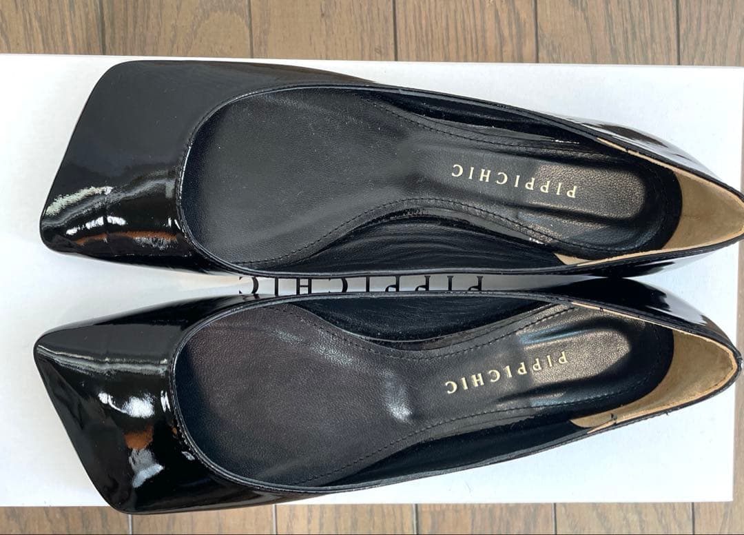 値下げ【新品未使用】PIPPICHIC ブラック フラットシューズ　22.5cm