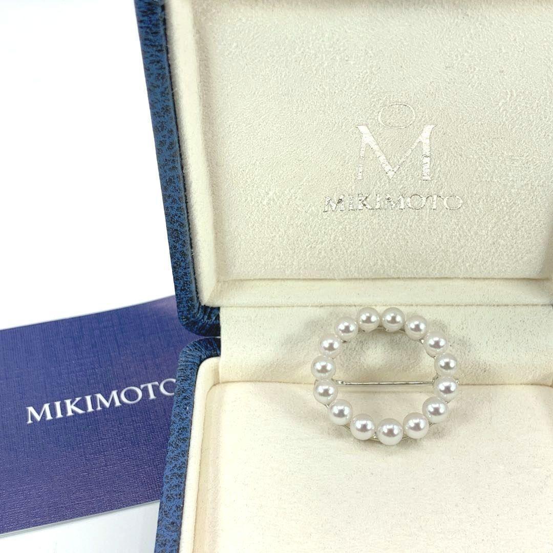 未使用級　MIKIMOTO　ミキモト　サークル　ブローチ　パール　4.3mm