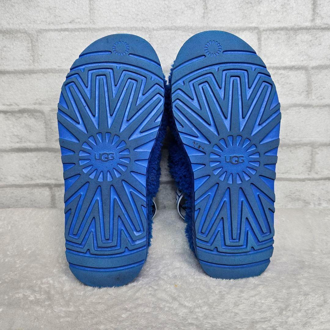 希少色 アグ オー フラッフィータ 厚底 もこもこサンダル ブルー 24cm