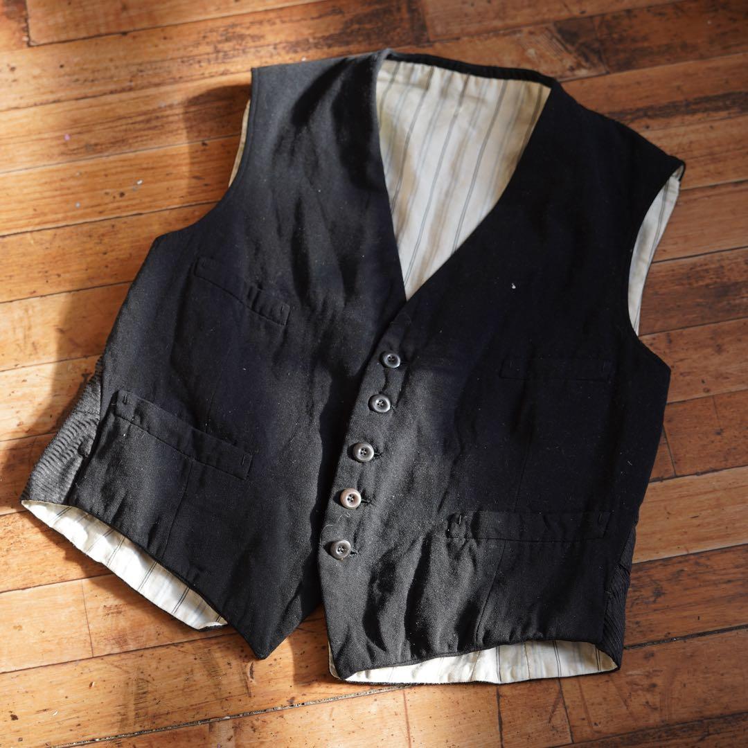フランスヴィンテージ1920〜30s ウールベスト ジレ シンチバック 20~30s French solide backle gilet 20年代後半~30年代頃Solide社の