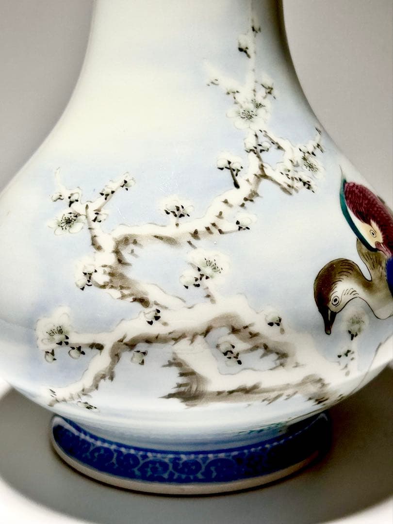 富永源六 釉下彩雪景鴨図花瓶 源六焼 嬉野焼 有田 伊万里 - メルカリ