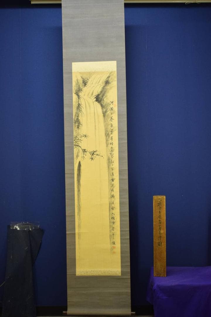 真作/杉渓六橋/瀑布図/瀧図/桐共箱付/布袋屋掛軸HD-992 - メルカリ