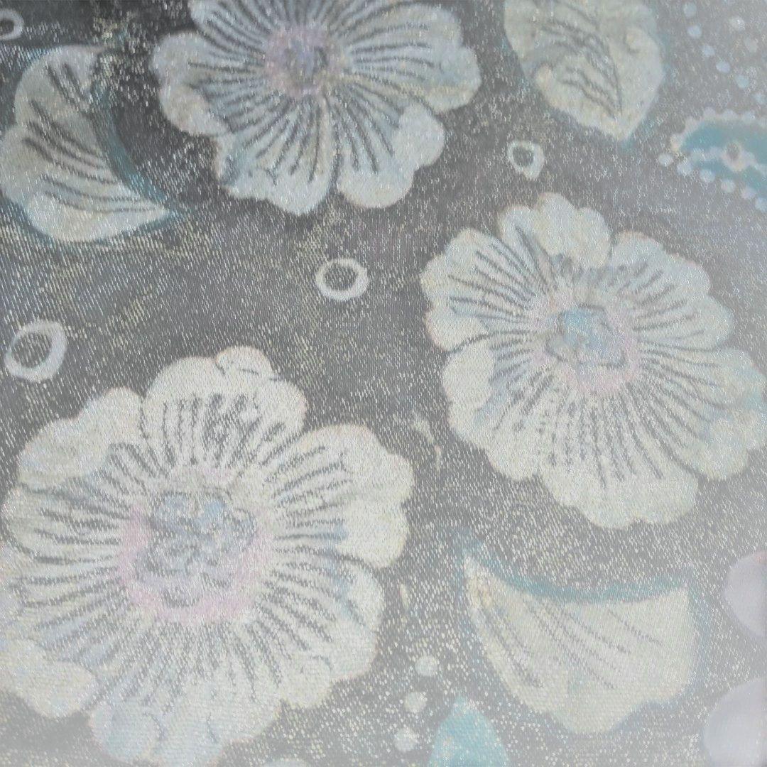 辻が花袋帯美しい金銀彩入り花柄刺繍黒と金銀地柄未使用品 - メルカリ