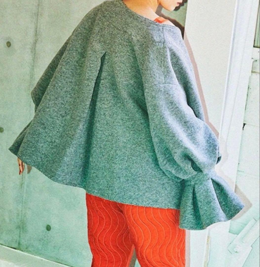 S様 ヌル null. フラワースリーブ ショート ジャケット グレー コート