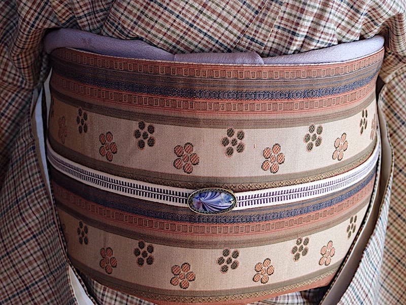 袋名古屋帯（縞に梅鉢文）長372 全通総柄 正絹美品 - 着物・浴衣お