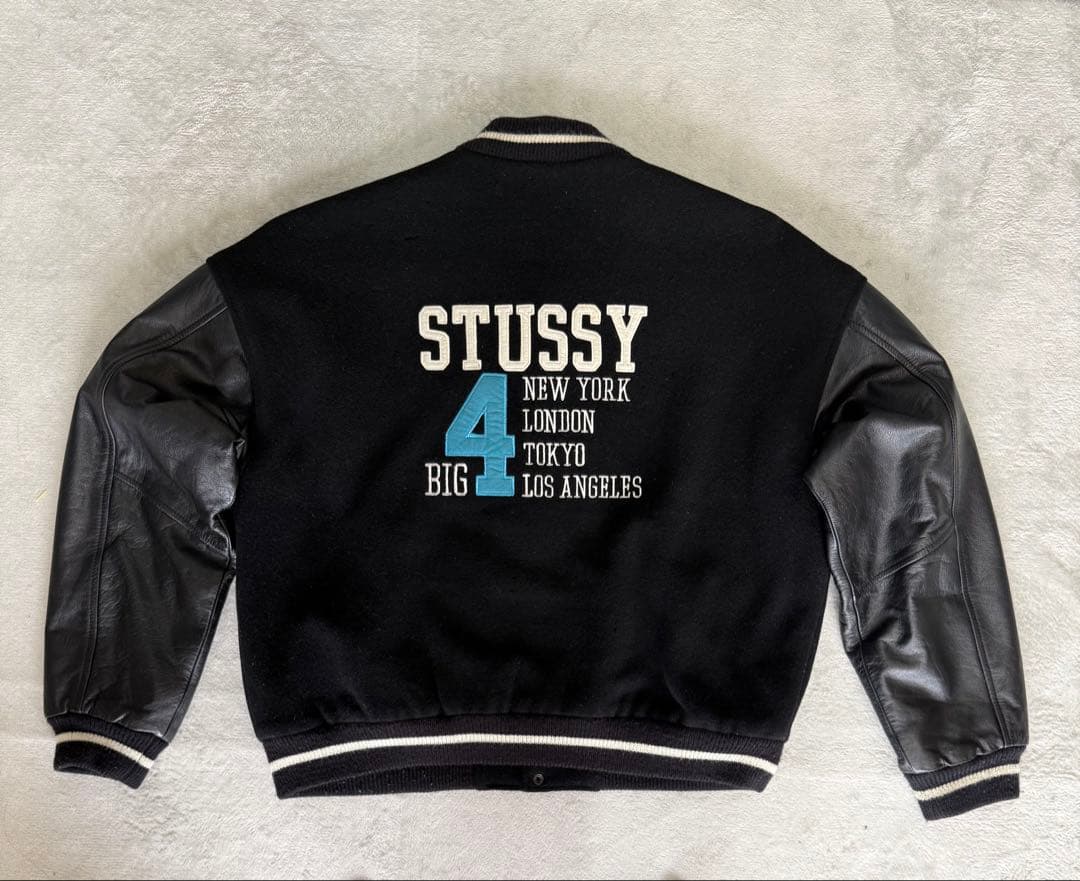 STUSSY】BIG4 スタジャン ブラック 90s OLD STUSSY - メルカリ