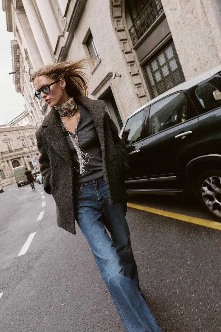 ZARA ザラ ブークレダブルブレストミディ丈コート M - メルカリ