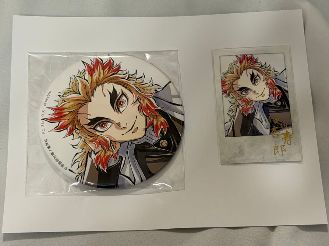 鬼滅の刃 C104 寝そべり 煉獄杏寿郎 100mm缶バッジ＆チェキ風