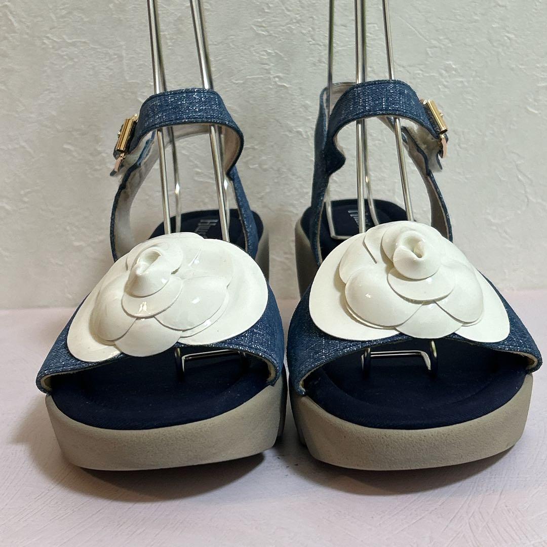極美品】ヒルズアベニュー デニム調 カメリア サンダル 23.5cm 日本製