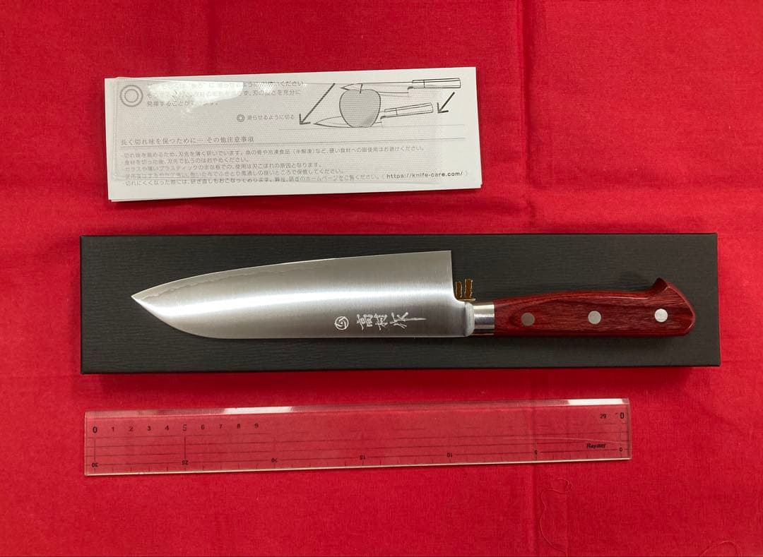 高村刃物 高村作 三徳 170㎜ 粉末ハイス鋼 未使用品 三徳 高村刃物製作所製 粉末ハイス鋼 口金付 170mm(Santoku Knife