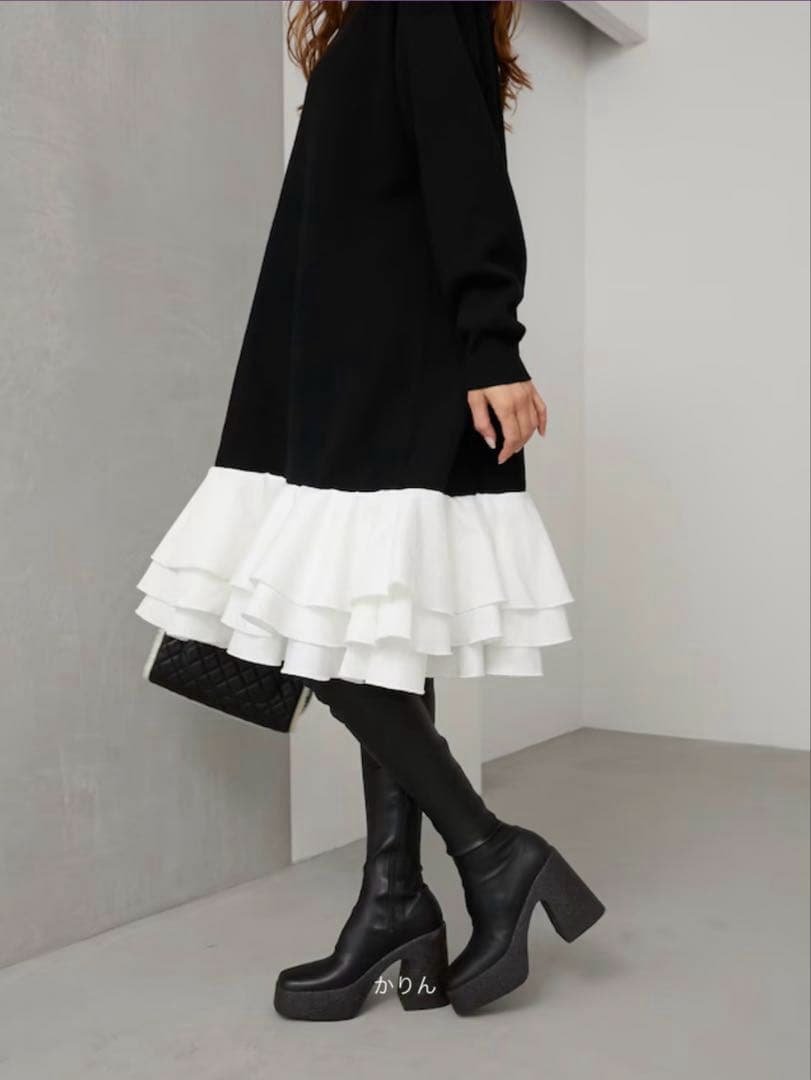 新品 オブリobli ペタルドッキングワンピース 0サイズ 定価49,500完売