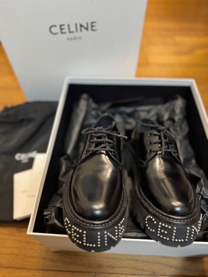 CELINE 厚底レースアップスタッズロゴシューズ 36.5 - メルカリ