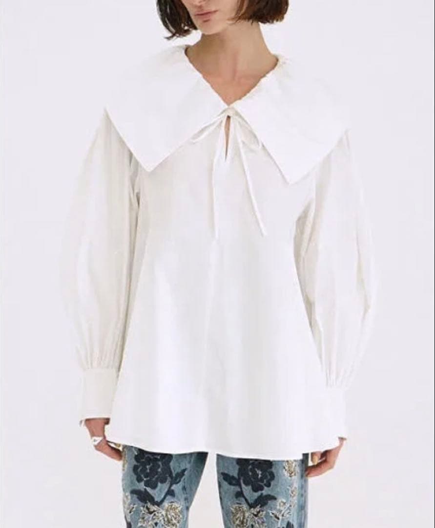 CLANE BIG COLLAR DRAWSTRING BLOUSE 白 2 - メルカリ
