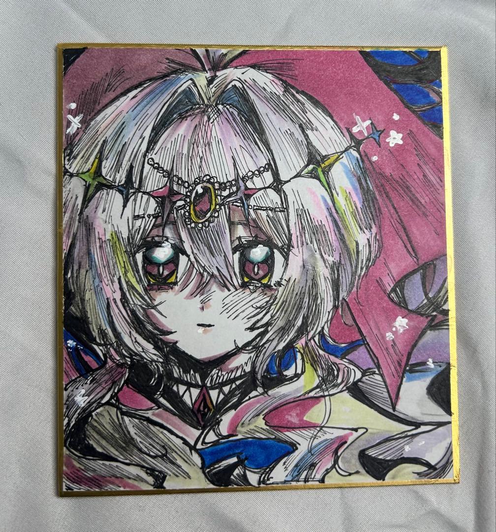 一点物 手書き アナログ イラスト 色紙 オリジナル 魔法少女 女の子