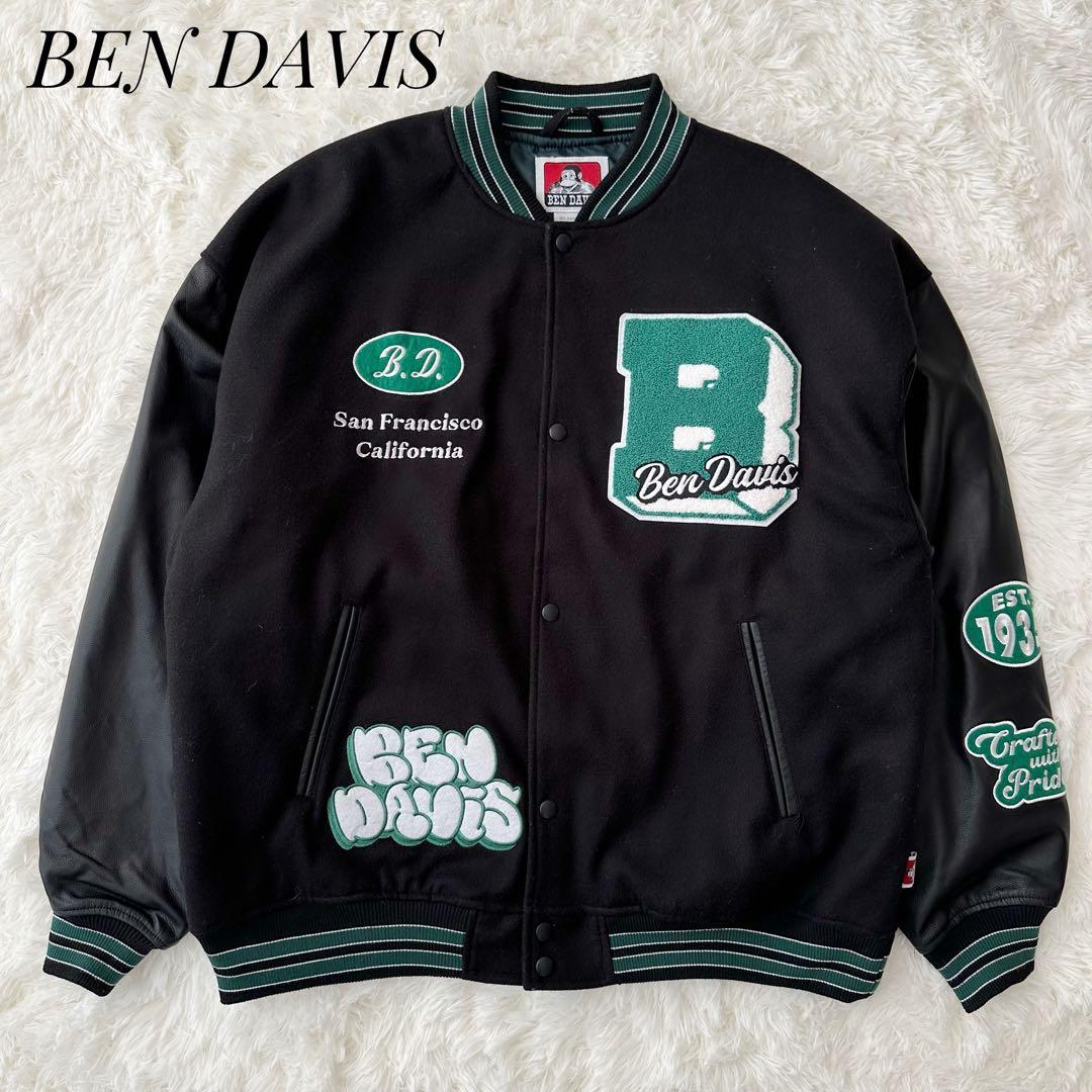 BEN DAVIS ☆袖切替 パイル 刺繍ロゴ スタジャン希少 XL 人気カラー