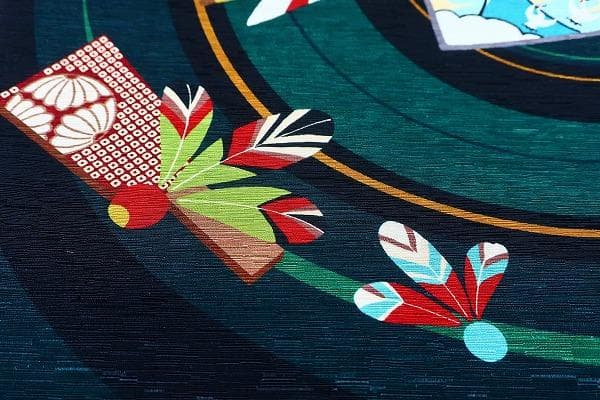 ☆専用☆美品 開き名古屋帯 絵馬 こま 羽子板 お正月 長さ3m78cm 正絹