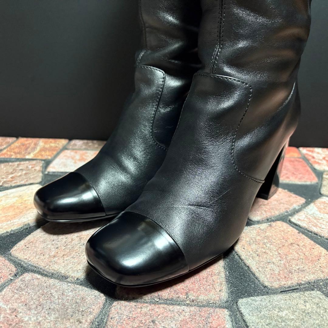 【美品】TOD'S ロングブーツ　22.5cm 本革 バックフルジップ　黒