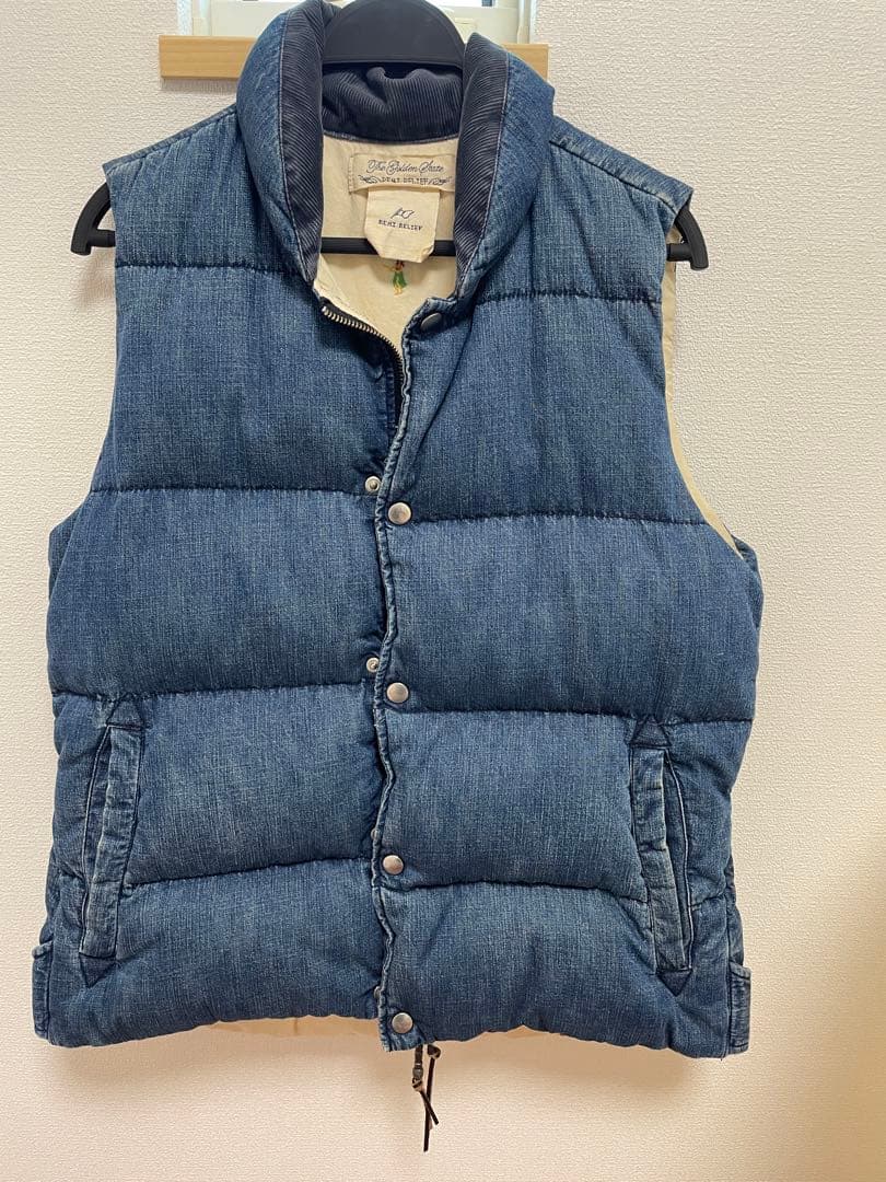 値下げ　レミレリーフ　デニムダウンベスト REMI RELIEF（レミ レリーフ） ナチュラル加工デニムダウンベスト
