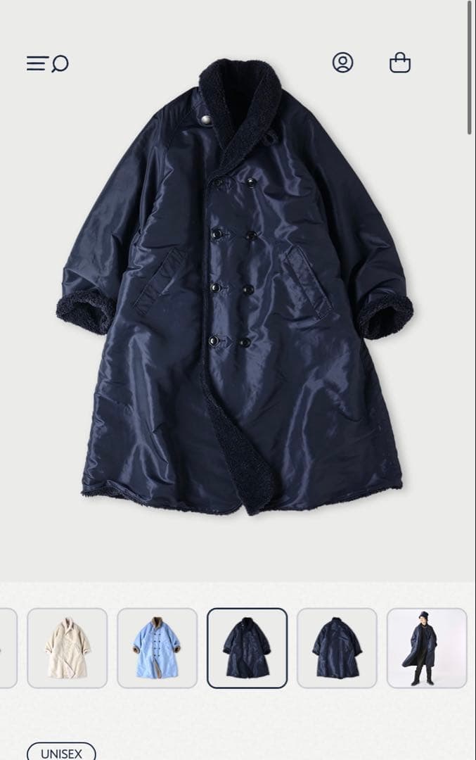 45R 908厚ナイロン×ボア ショールカラーコート 定価¥94.600 - メルカリ