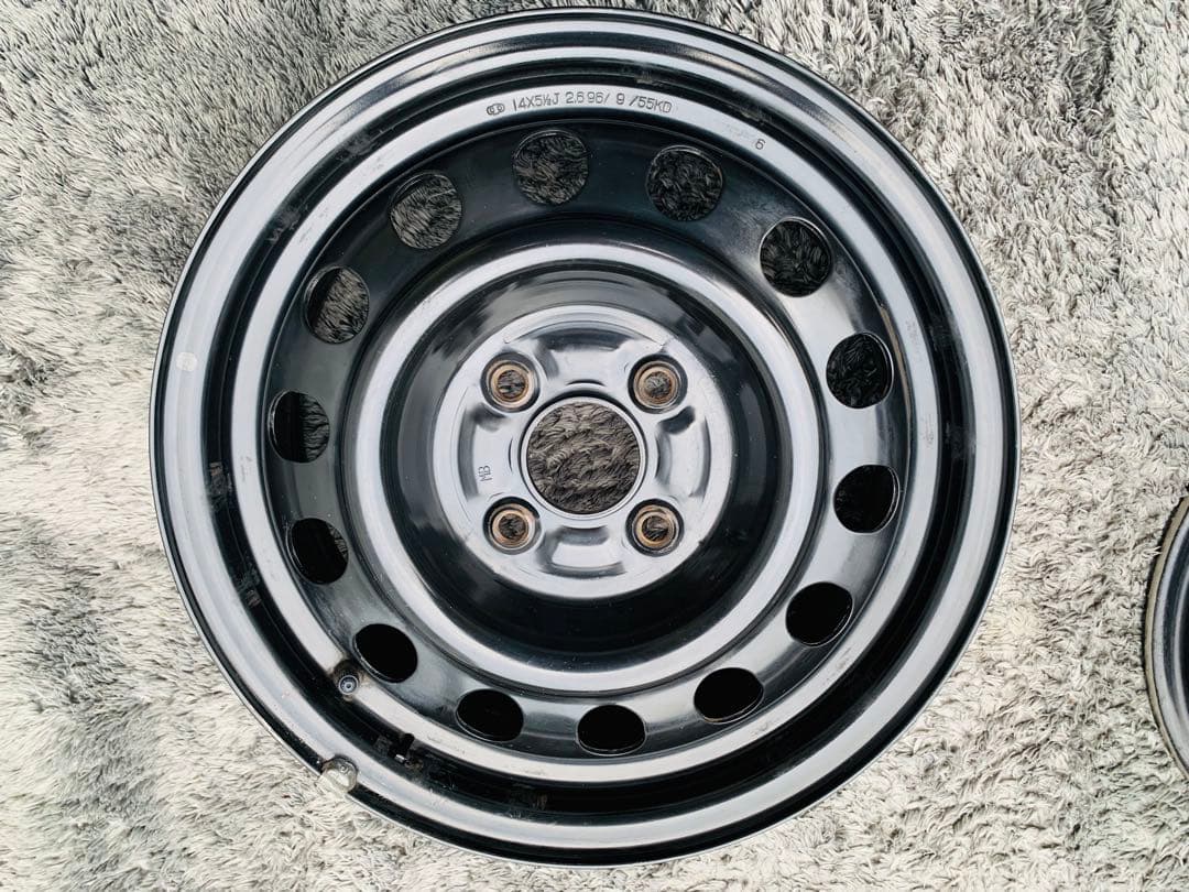 ★スチールホイール 14×5.5J PCD100 4本 黒鉄チン Used★