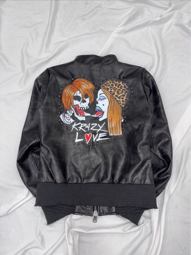 9090×Ed Hardy フェイクレザージャケット 黒 - メルカリ