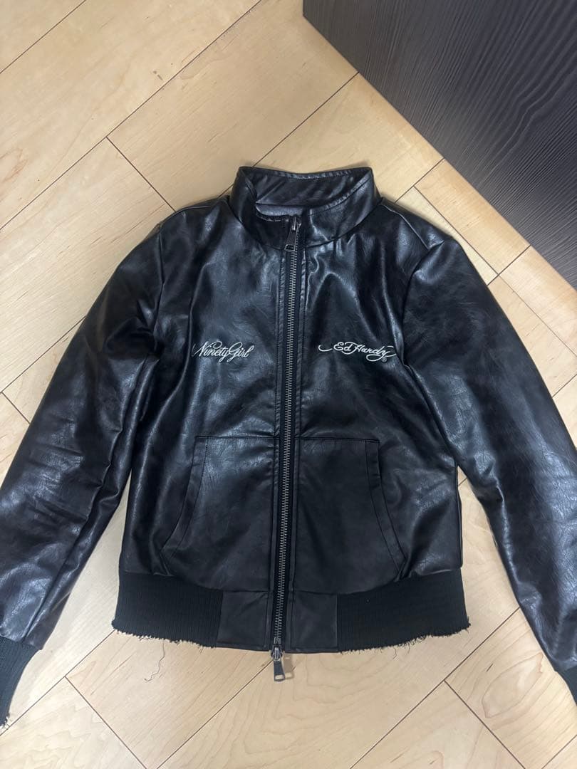 9090×Ed Hardy フェイクレザージャケット 黒 - メルカリ