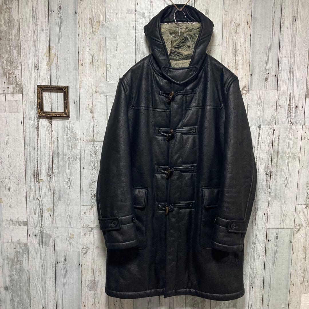 バーバリーブラックレーベル ムートン ダッフルコート L レザー