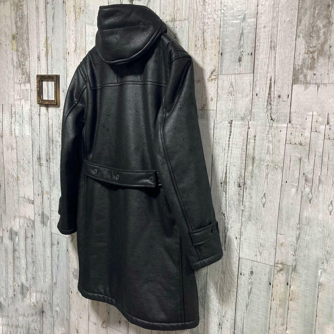 バーバリーブラックレーベル ムートン ダッフルコート L レザー