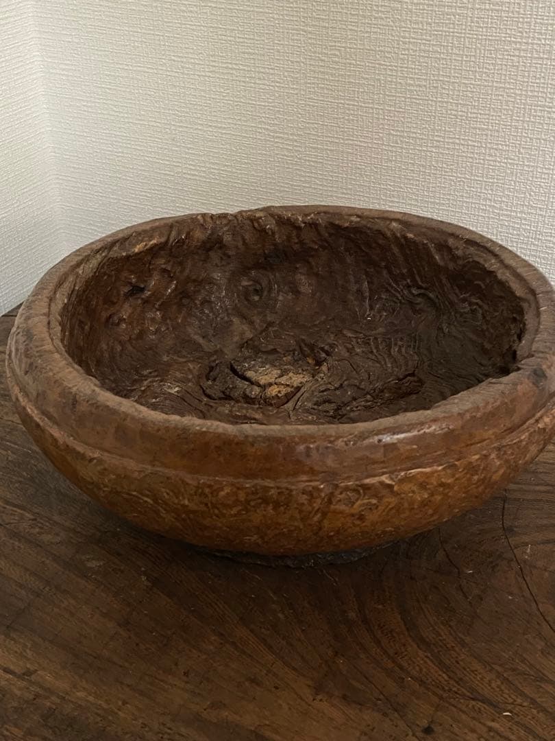 1930年代 古道具坂田 購入 アフリカ チーク削り出しハンドメイドボウル