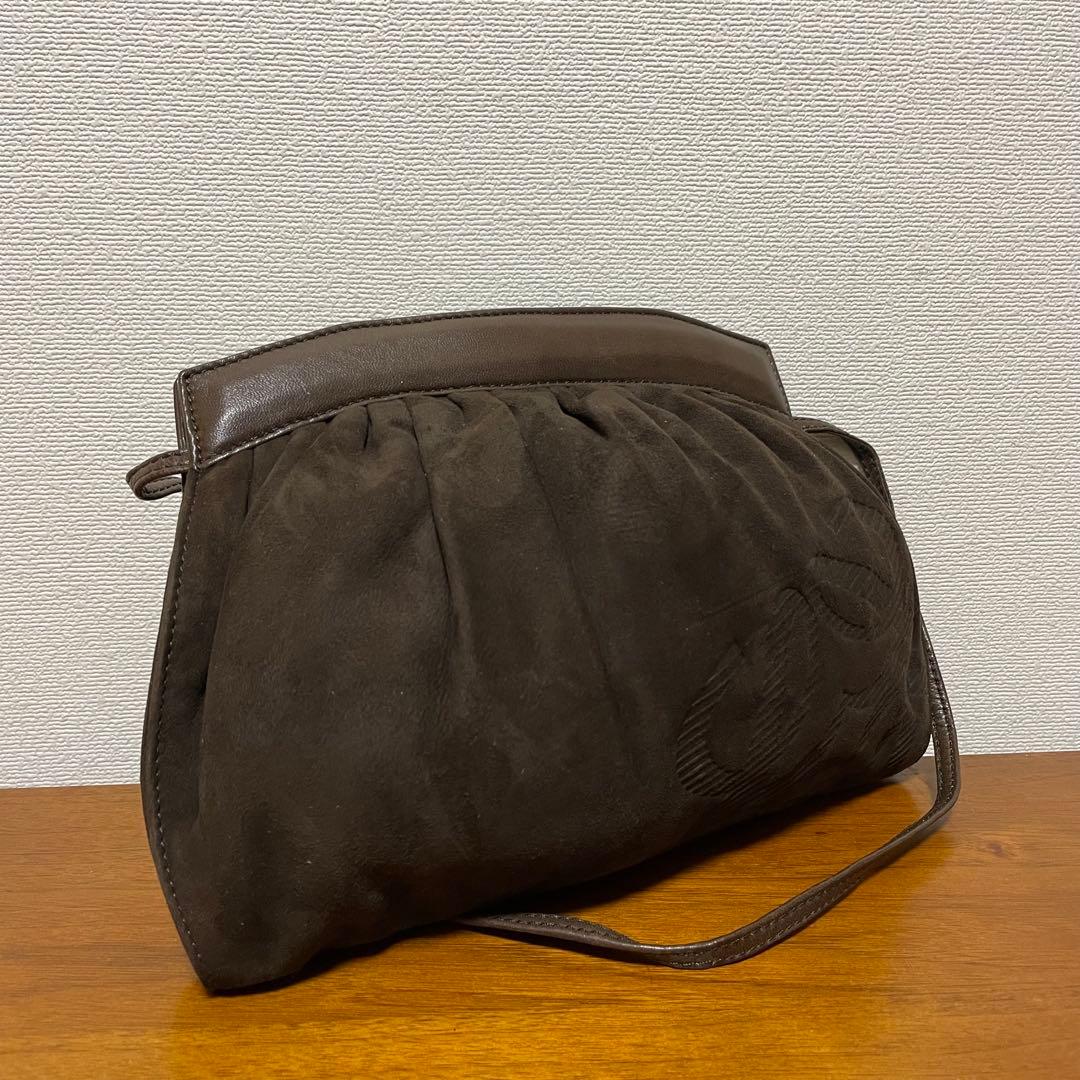 《美品》LOEWE（ロエベ）レザー ショルダーバッグ ダークブラウン