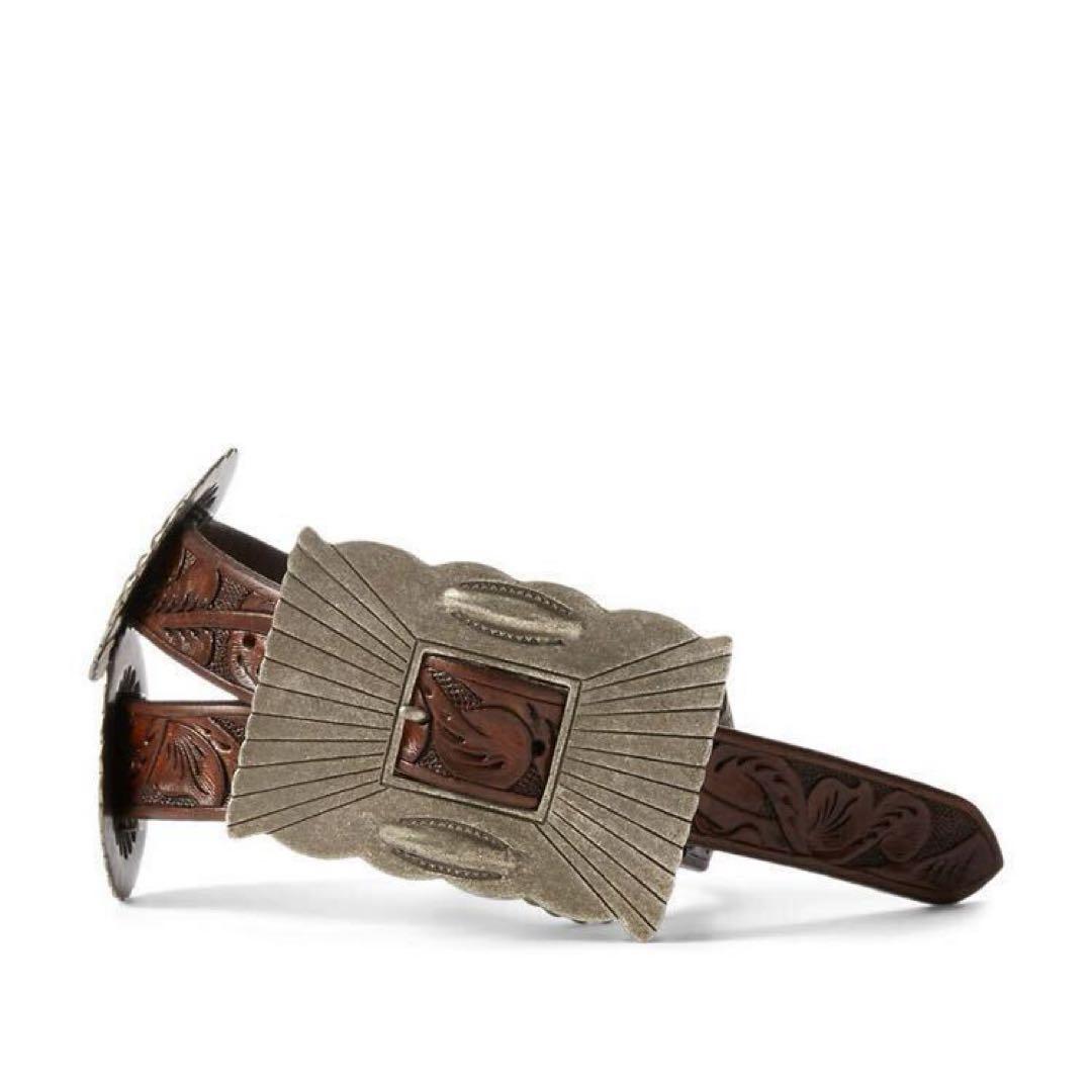 希少】RRL ハンドツールド カービング レザー ベルト コンチョ