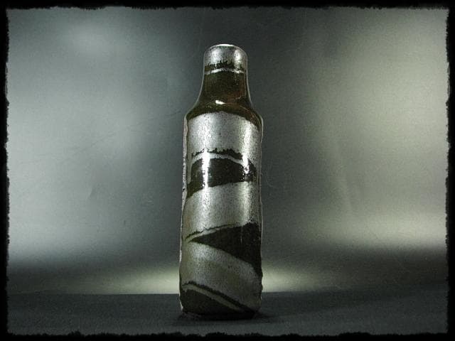 成良 仁 益子 人気作家 黒釉 花入 南田 是也 花器 四方桟 共