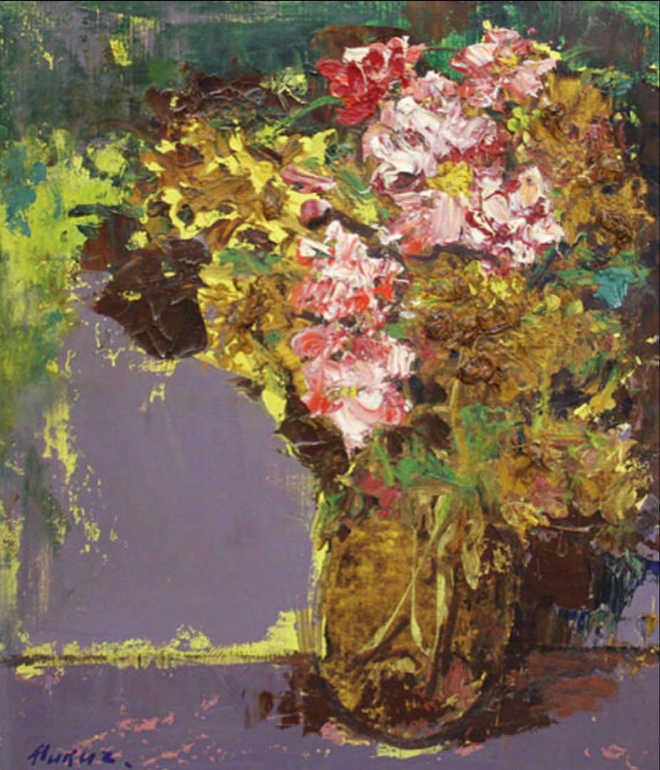 □本物保証 『福沢 一郎』 花 油彩 鑑定書付 文化勲章 巨匠 - メルカリ