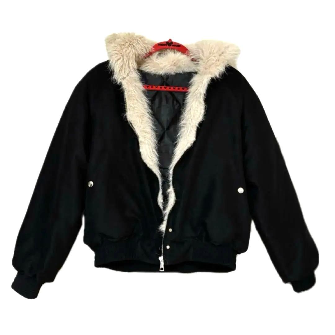 ファーダウン ジャケット アウター ブラック ショート丈 Mサイズ 平成