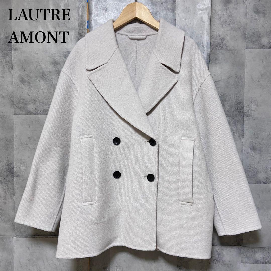 LAUTREAMONT】ビッグカラーウールリバーコート Mサイズ グレー - メルカリ