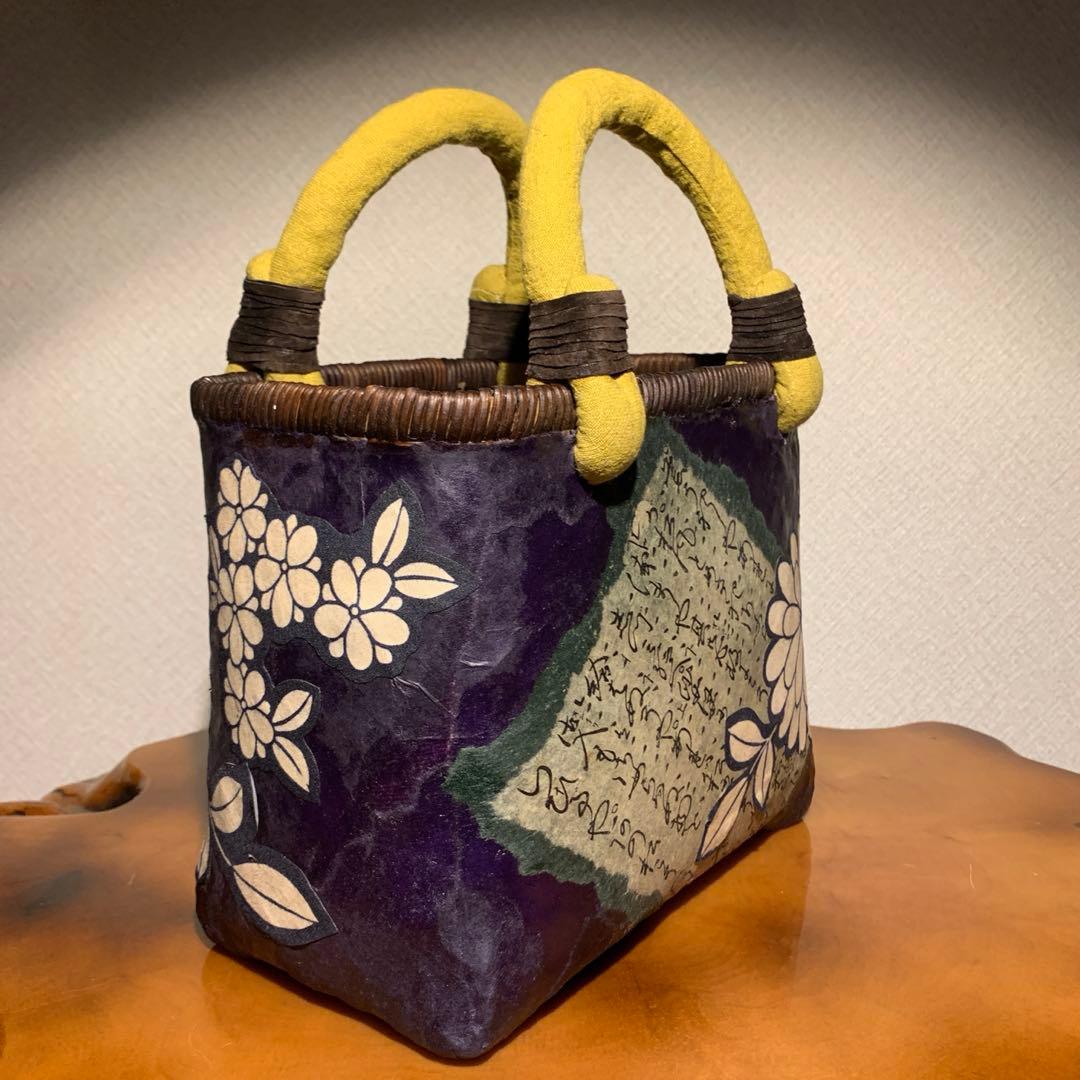 一閑張りバッグ（紫菊）柿渋染め - メルカリ