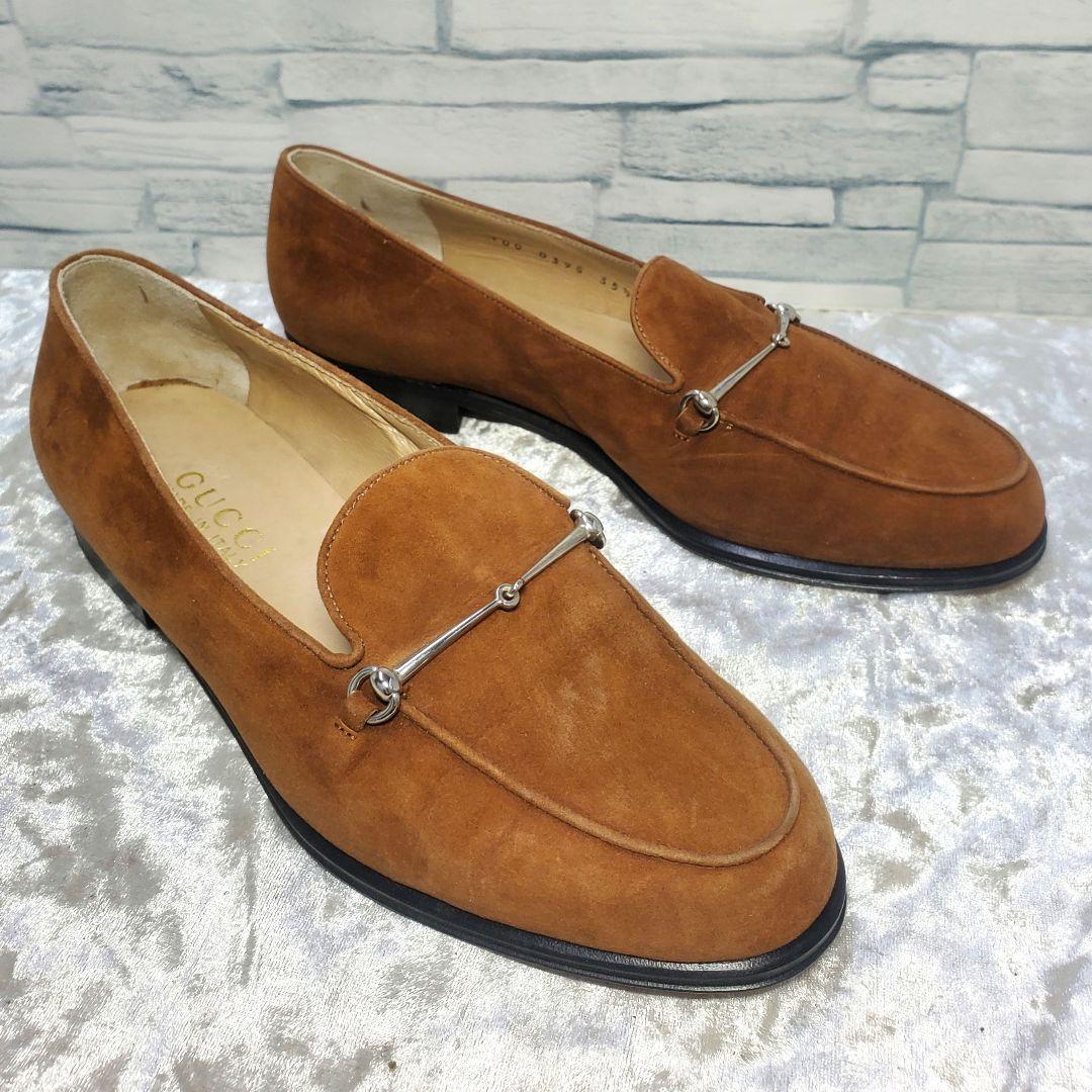 【極美品】✨GUCCI 22.5cm 革靴 茶 スエード ビット金具 35.5